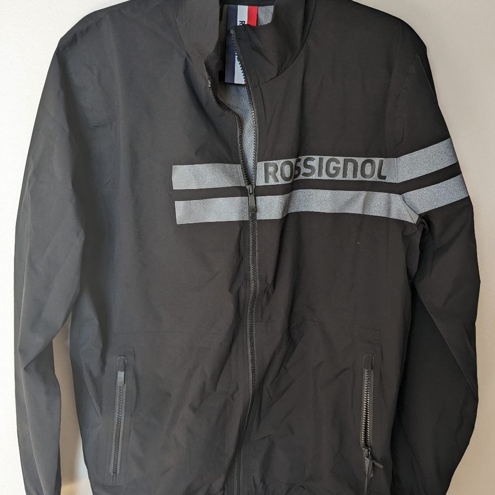 NEW Men's Rossignol Stripes Ski Jacket Windbreaker Medium M Black Snowboard
